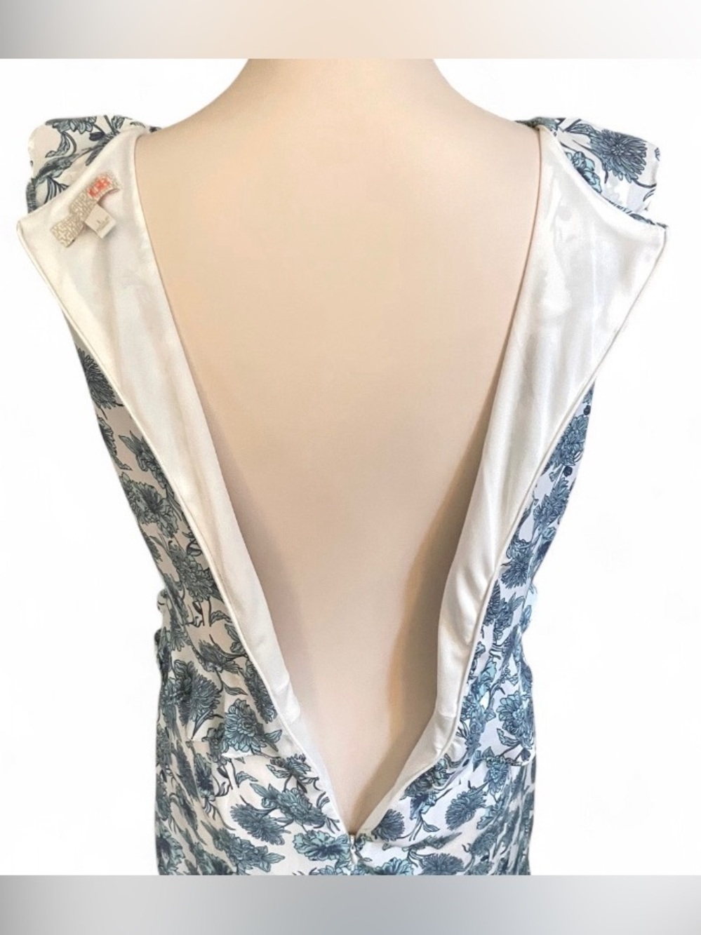 GB Gianni Bini Floral Ruffle V-Neck Peplum Mini Dress Size L Green White - Picture 5 of 9
